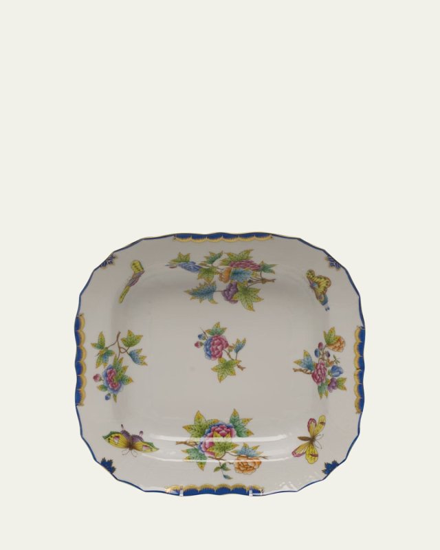Queen Victoria Blue Square Fruit Dish